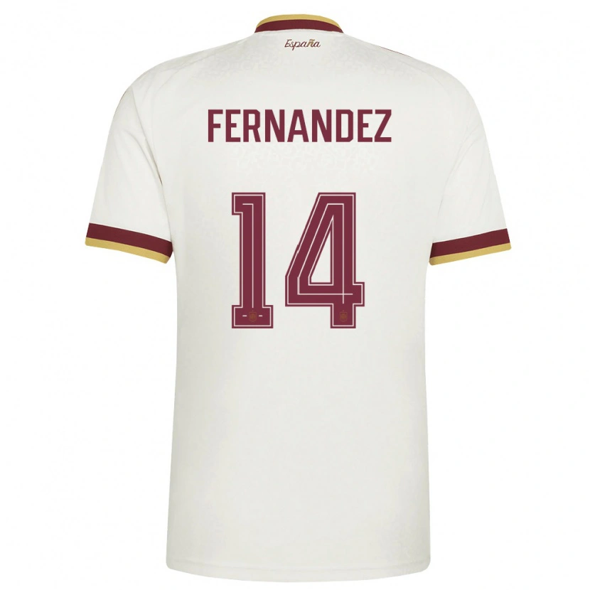 Danxen Niño Camiseta España Nicolás Fernández #14 Marfil Borgoña 2ª Equipación 26-28 La Camisa