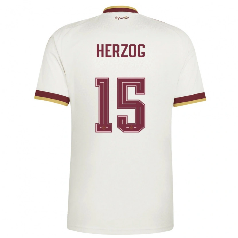 Danxen Niño Camiseta España Juanma Herzog #15 Marfil Borgoña 2ª Equipación 26-28 La Camisa
