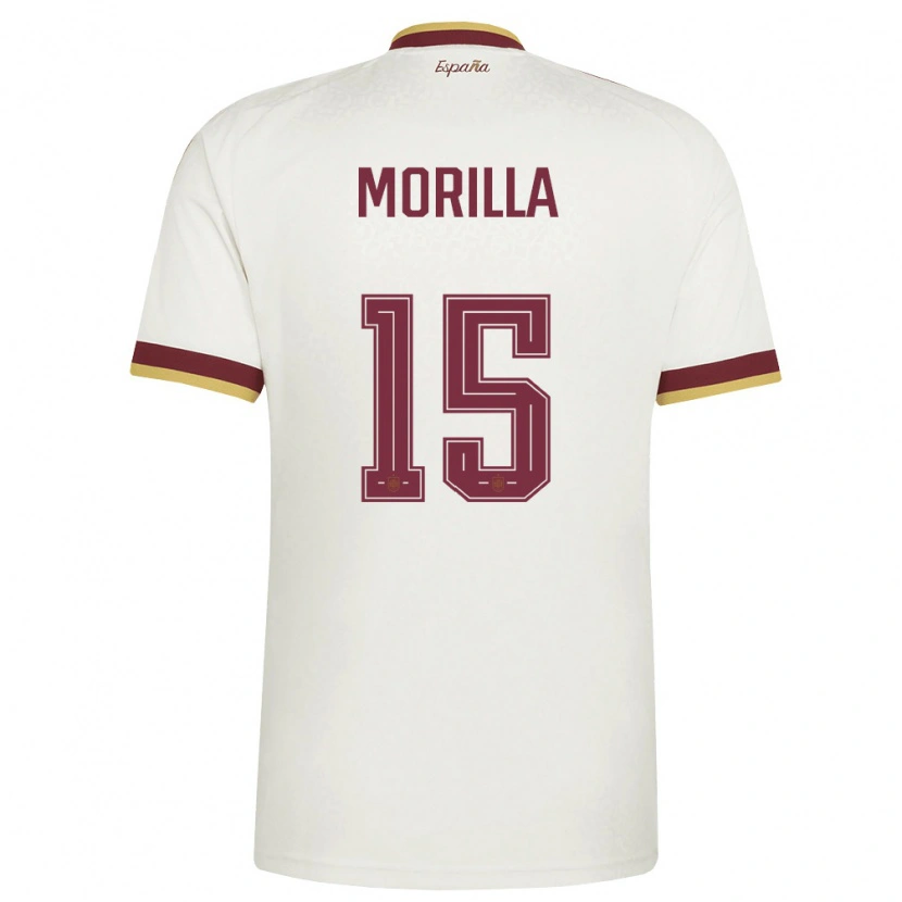 Danxen Niño Camiseta España Jairo Morilla #15 Marfil Borgoña 2ª Equipación 26-28 La Camisa