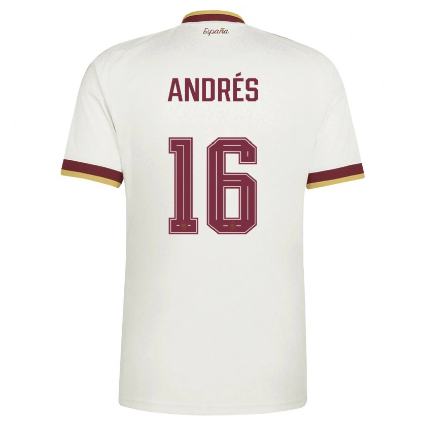 Danxen Niño Camiseta España Chema Andrés #16 Marfil Borgoña 2ª Equipación 26-28 La Camisa