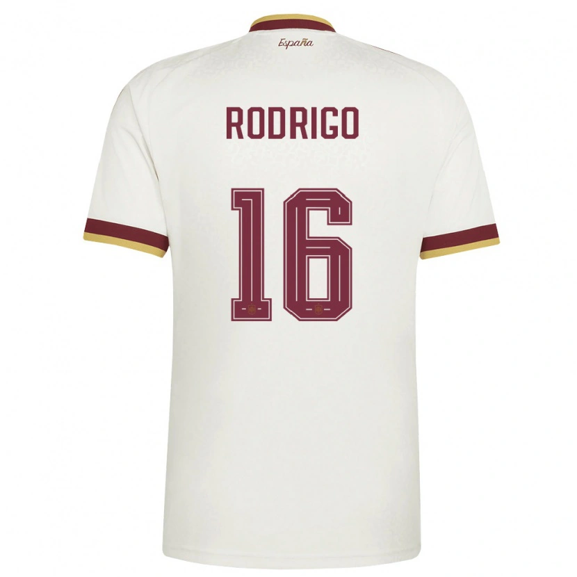 Danxen Niño Camiseta España Rodrigo #16 Marfil Borgoña 2ª Equipación 26-28 La Camisa