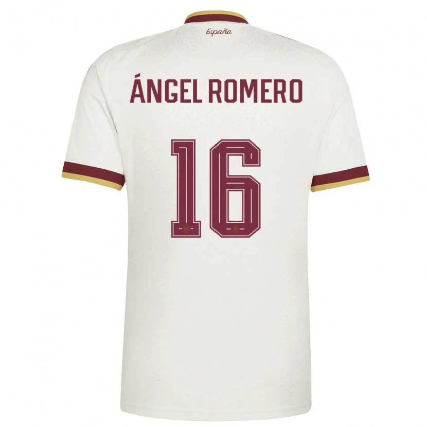 Danxen Niño Camiseta España Miguel Romero #16 Marfil Borgoña 2ª Equipación 26-28 La Camisa