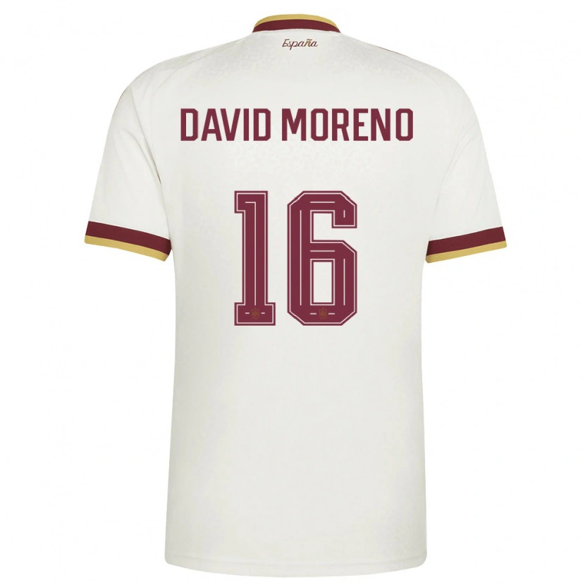 Danxen Niño Camiseta España Antonio David Moreno #16 Marfil Borgoña 2ª Equipación 26-28 La Camisa