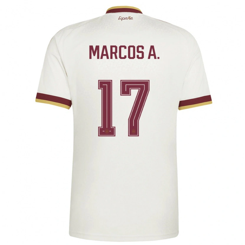 Danxen Niño Camiseta España Marcos Alonso #17 Marfil Borgoña 2ª Equipación 26-28 La Camisa