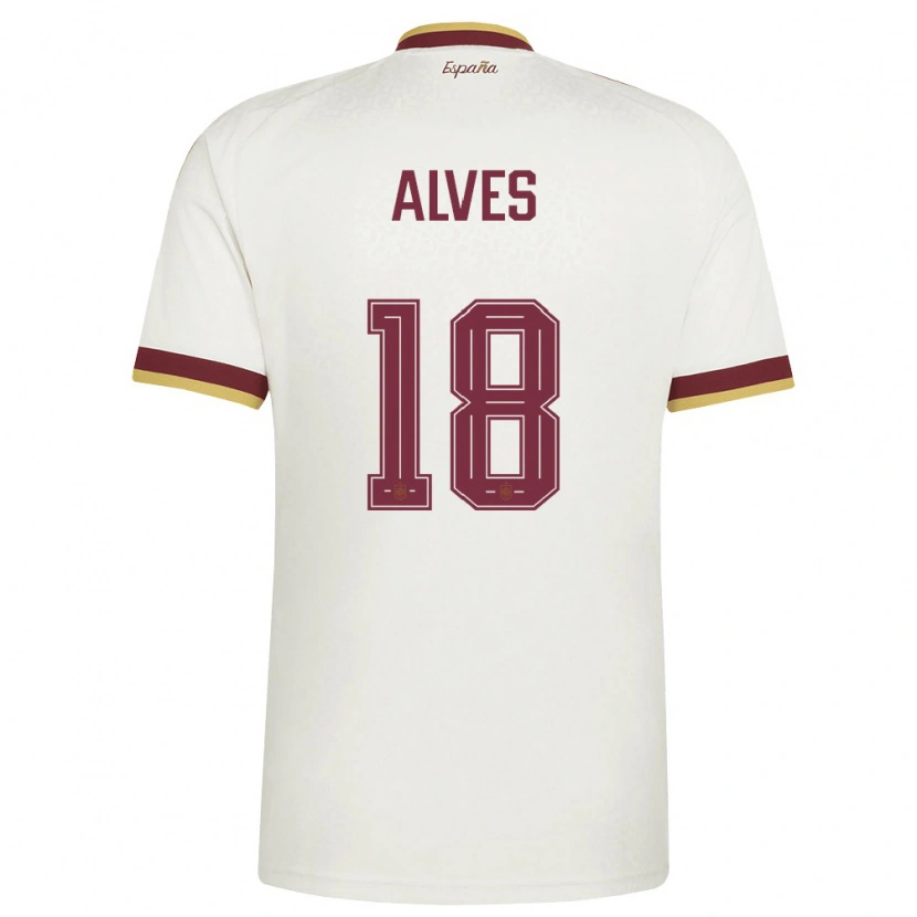 Danxen Niño Camiseta España Enzo Alves #18 Marfil Borgoña 2ª Equipación 26-28 La Camisa