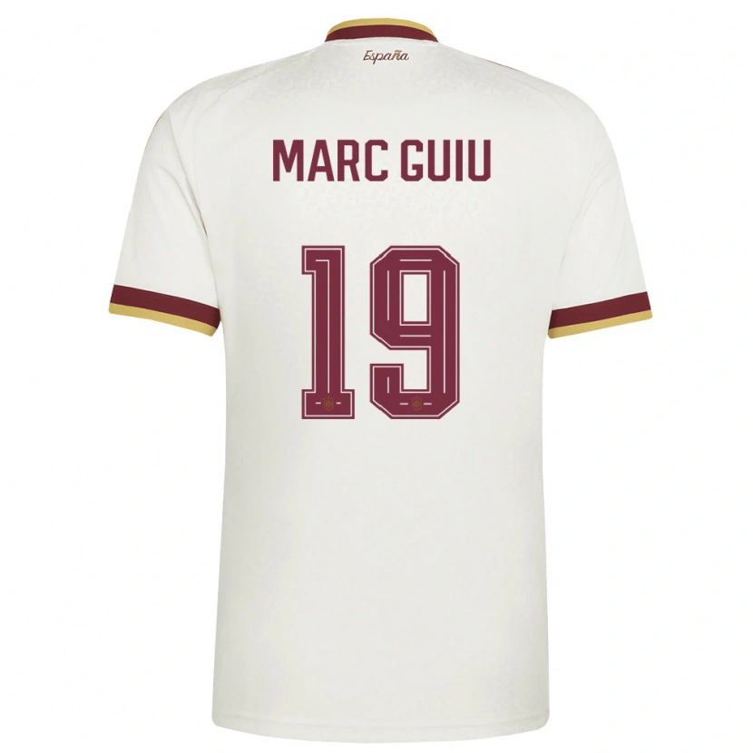 Danxen Niño Camiseta España Marc Guiu #19 Marfil Borgoña 2ª Equipación 26-28 La Camisa