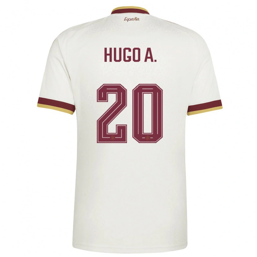 Danxen Niño Camiseta España Hugo Álvarez #20 Marfil Borgoña 2ª Equipación 26-28 La Camisa