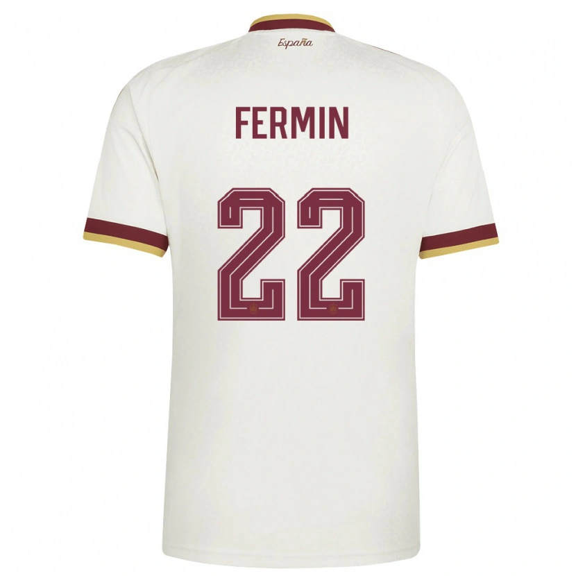Danxen Niño Camiseta España Fermín López #22 Marfil Borgoña 2ª Equipación 26-28 La Camisa