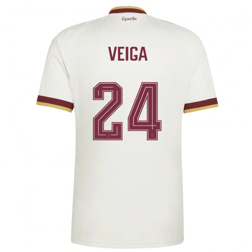 Danxen Niño Camiseta España Gabri Veiga #24 Marfil Borgoña 2ª Equipación 26-28 La Camisa