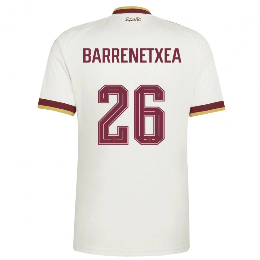 Danxen Niño Camiseta España Ander Barrenetxea #26 Marfil Borgoña 2ª Equipación 26-28 La Camisa