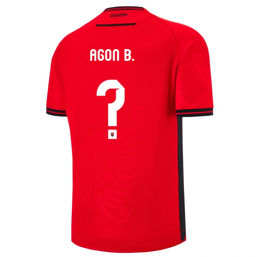 Danxen Hombre Camiseta Albania Agon Bajrami #0 Rojo Negro 1ª Equipación 26-28 La Camisa