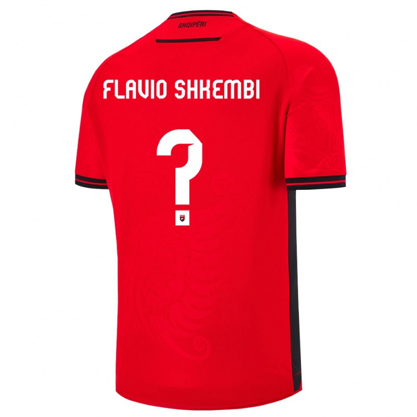 Danxen Hombre Camiseta Albania Flavio Shkembi #0 Rojo Negro 1ª Equipación 26-28 La Camisa