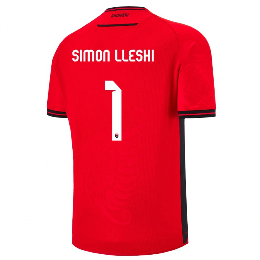 Danxen Hombre Camiseta Albania Simon Lleshi #1 Rojo Negro 1ª Equipación 26-28 La Camisa