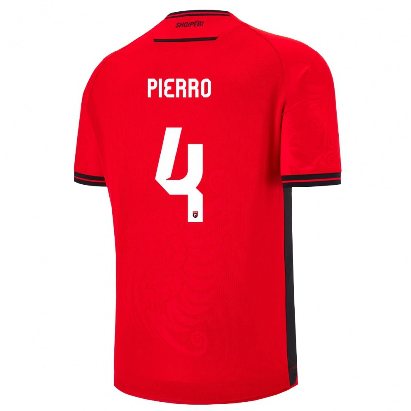 Danxen Hombre Camiseta Albania Dennis Pierro #4 Rojo Negro 1ª Equipación 26-28 La Camisa