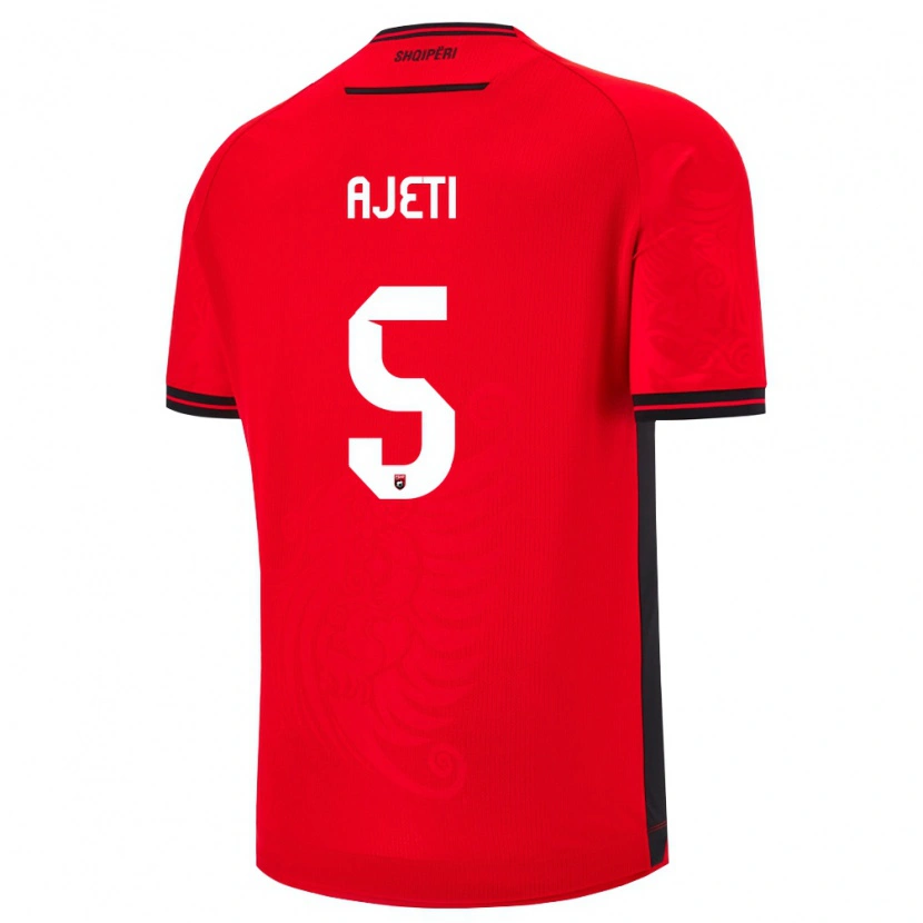 Danxen Hombre Camiseta Albania Arlind Ajeti #5 Rojo Negro 1ª Equipación 26-28 La Camisa