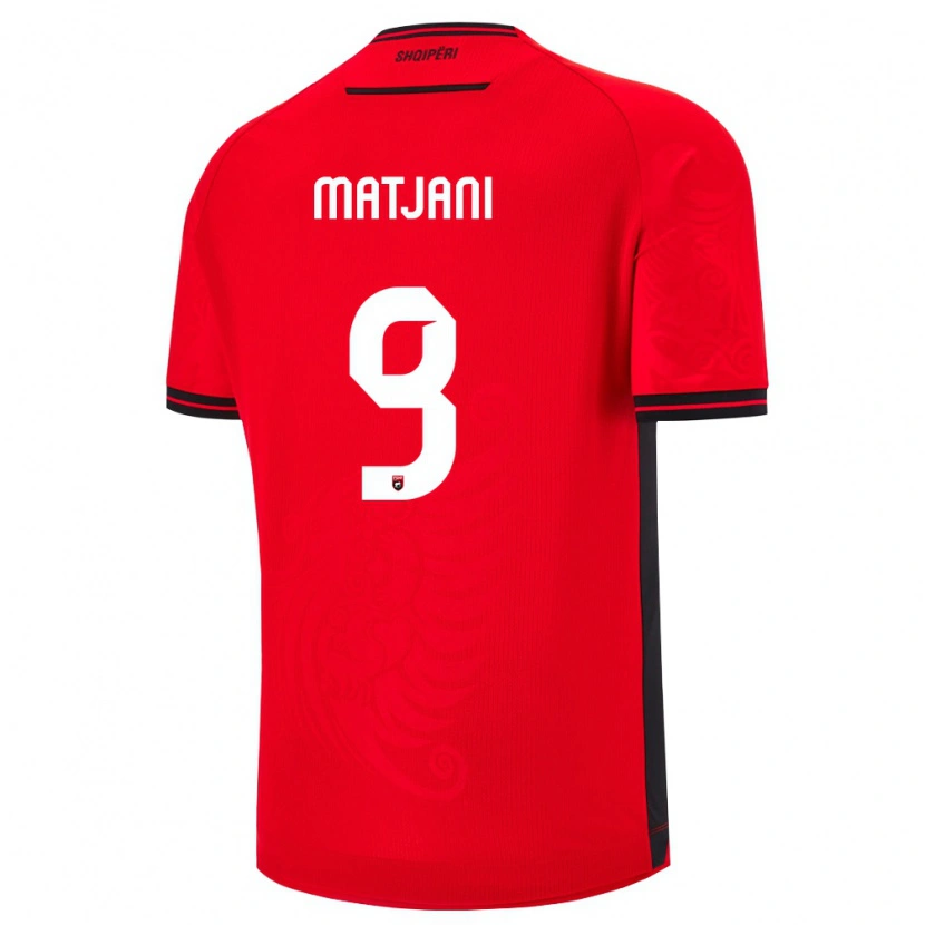 Danxen Hombre Camiseta Albania Francesco Matjani #9 Rojo Negro 1ª Equipación 26-28 La Camisa