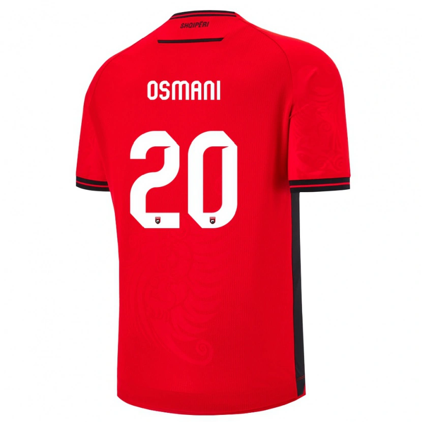 Danxen Hombre Camiseta Albania Enes Osmani #20 Rojo Negro 1ª Equipación 26-28 La Camisa