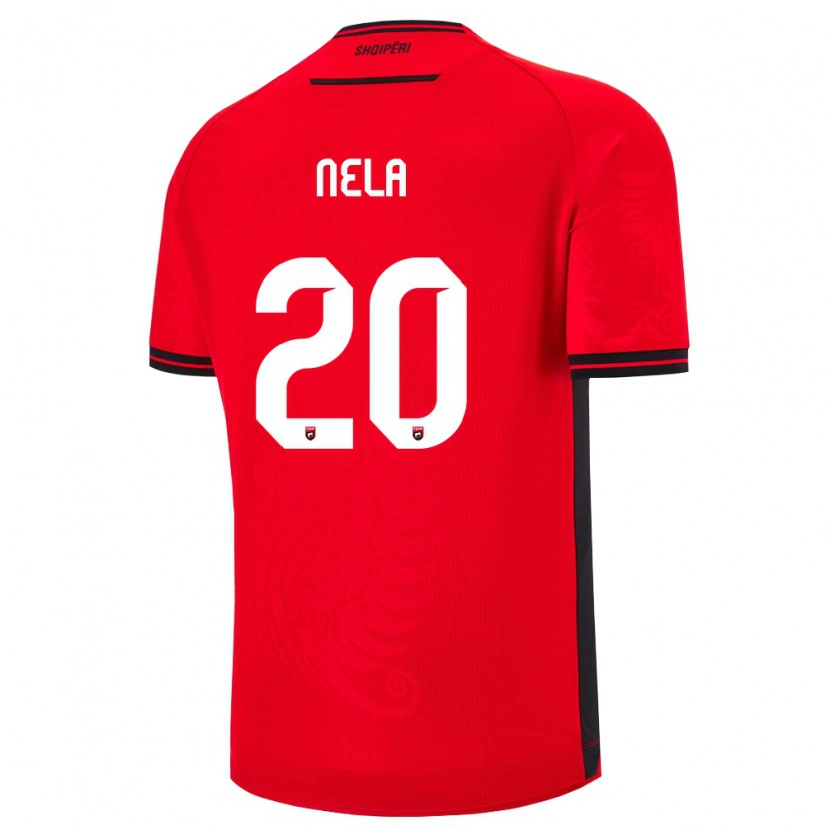Danxen Hombre Camiseta Albania Rinaldo Nela #20 Rojo Negro 1ª Equipación 26-28 La Camisa