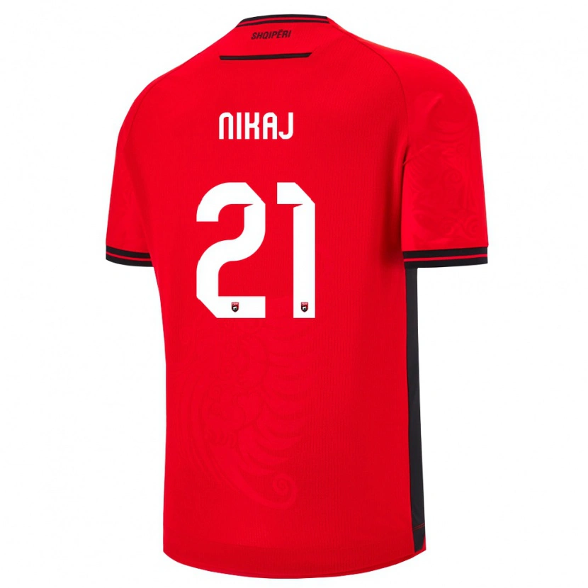 Danxen Hombre Camiseta Albania Ardit Nikaj #21 Rojo Negro 1ª Equipación 26-28 La Camisa