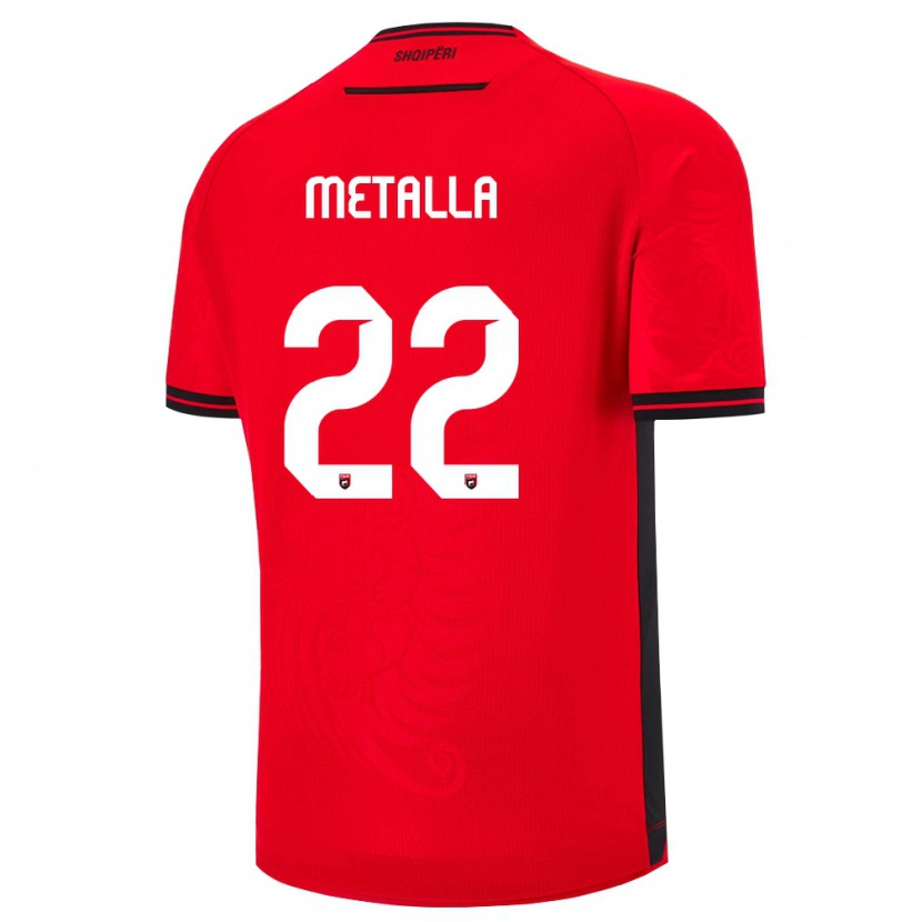 Danxen Hombre Camiseta Albania Mikaela Metalla #22 Rojo Negro 1ª Equipación 26-28 La Camisa