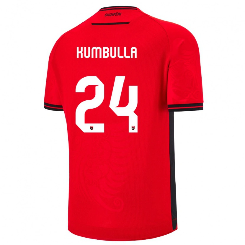 Danxen Hombre Camiseta Albania Marash Kumbulla #24 Rojo Negro 1ª Equipación 26-28 La Camisa