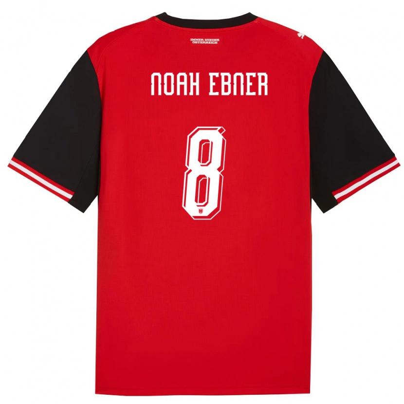 Danxen Hombre Camiseta Austria Noah Ebner #8 Negro Blanco 1ª Equipación 26-28 La Camisa