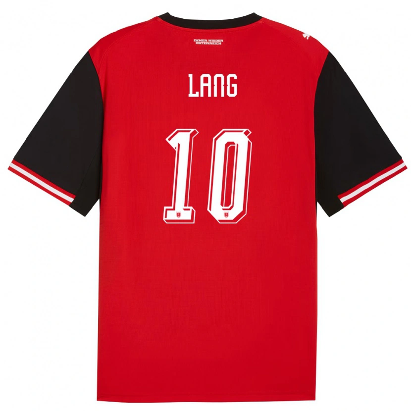 Danxen Hombre Camiseta Austria Christoph Lang #10 Negro Blanco 1ª Equipación 26-28 La Camisa