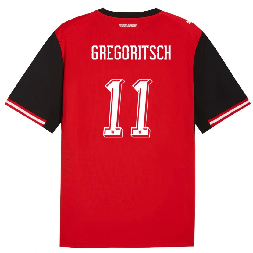 Danxen Hombre Camiseta Austria Michael Gregoritsch #11 Negro Blanco 1ª Equipación 26-28 La Camisa