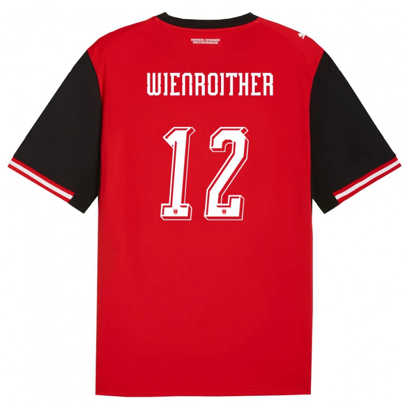 Danxen Hombre Camiseta Austria Laura Wienroither #12 Negro Blanco 1ª Equipación 26-28 La Camisa