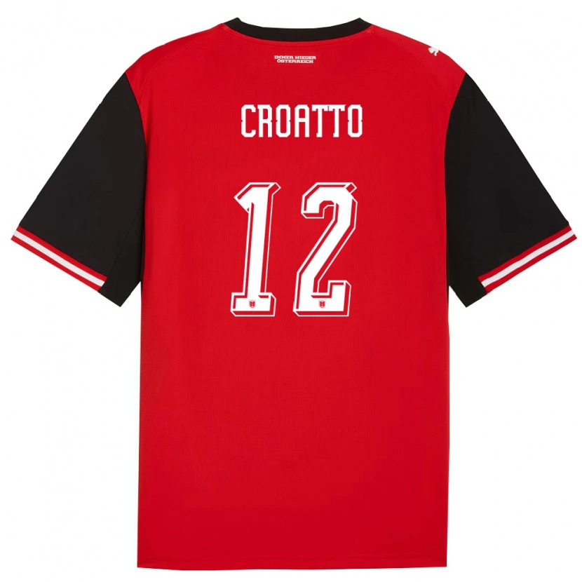 Danxen Hombre Camiseta Austria Michela Croatto #12 Negro Blanco 1ª Equipación 26-28 La Camisa
