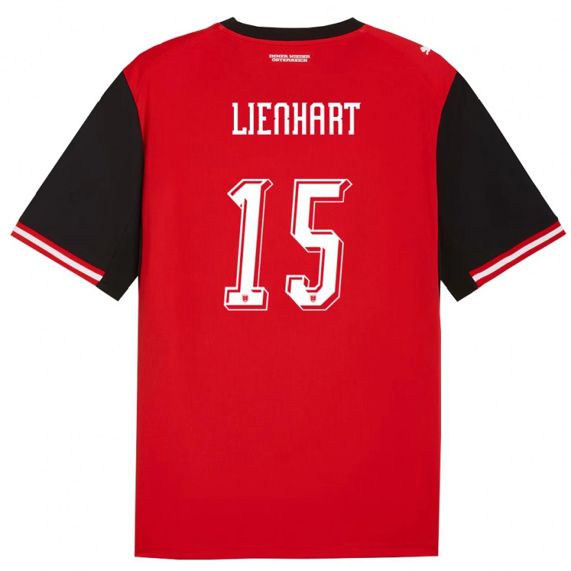 Danxen Hombre Camiseta Austria Philipp Lienhart #15 Negro Blanco 1ª Equipación 26-28 La Camisa