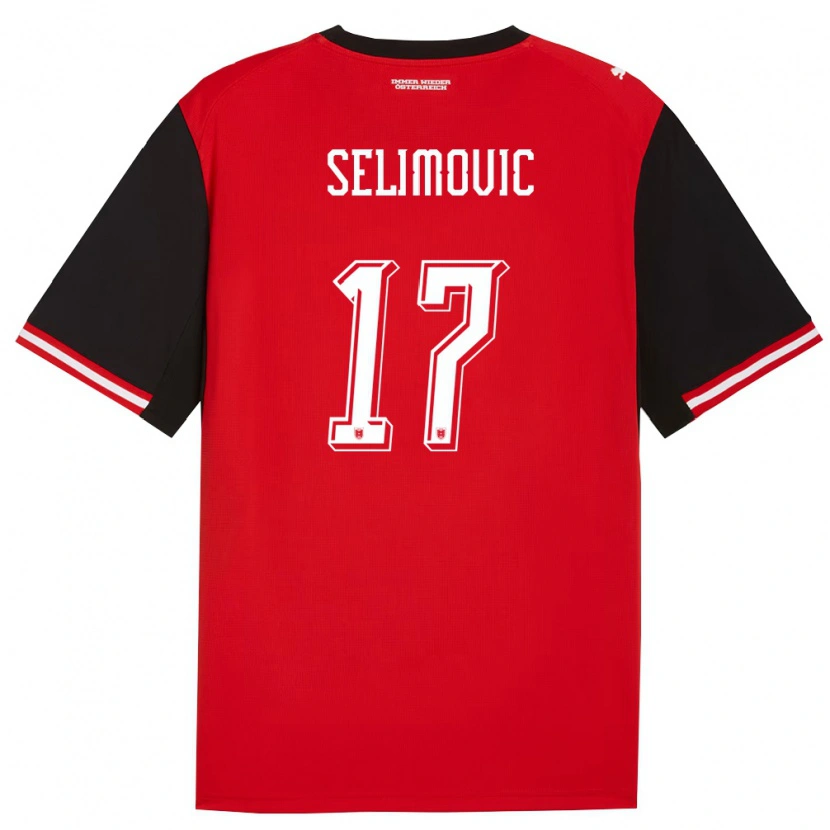 Danxen Hombre Camiseta Austria Amar Selimovic #17 Negro Blanco 1ª Equipación 26-28 La Camisa