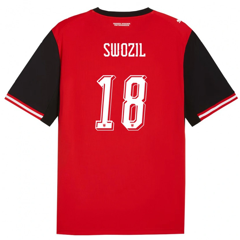 Danxen Hombre Camiseta Austria Bernhard Swozil #18 Negro Blanco 1ª Equipación 26-28 La Camisa