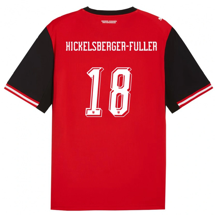 Danxen Hombre Camiseta Austria Julia Hickelsberger-Füller #18 Negro Blanco 1ª Equipación 26-28 La Camisa