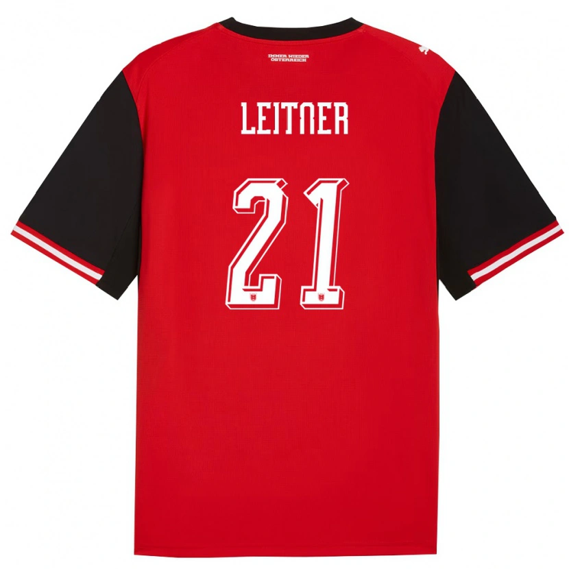 Danxen Hombre Camiseta Austria Annelie Leitner #21 Negro Blanco 1ª Equipación 26-28 La Camisa