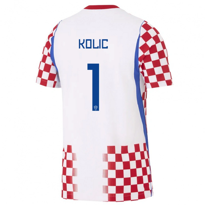 Danxen Hombre Camiseta Croacia Franko Kolic #1 Blanco Rojo Azul 1ª Equipación 26-28 La Camisa
