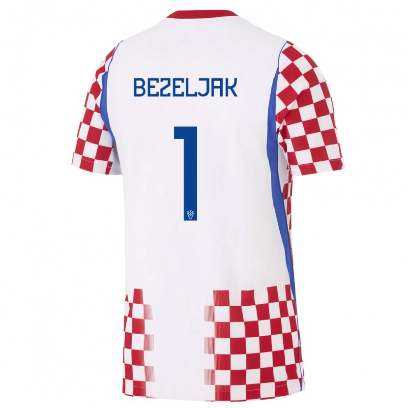 Danxen Hombre Camiseta Croacia Raul Bezeljak #1 Blanco Rojo Azul 1ª Equipación 26-28 La Camisa