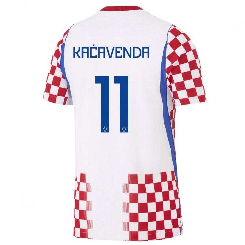 Danxen Hombre Camiseta Croacia Lukas Kacavenda #11 Blanco Rojo Azul 1ª Equipación 26-28 La Camisa