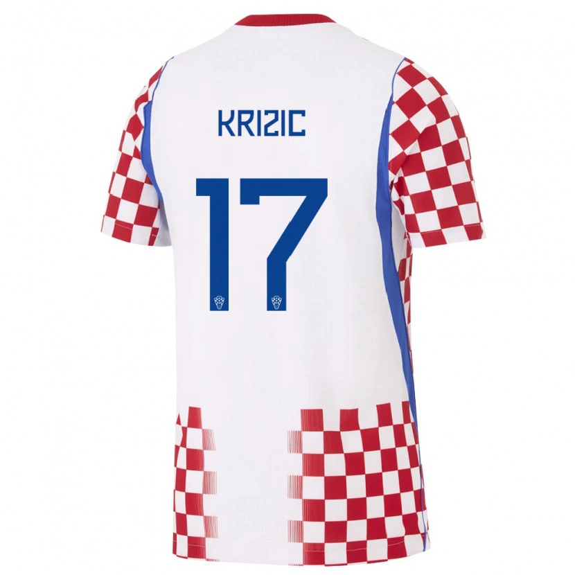 Danxen Hombre Camiseta Croacia Ivan Krizic #17 Blanco Rojo Azul 1ª Equipación 26-28 La Camisa