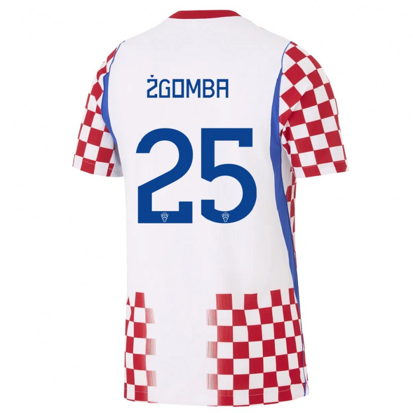 Danxen Hombre Camiseta Croacia Marin Zgomba #25 Blanco Rojo Azul 1ª Equipación 26-28 La Camisa