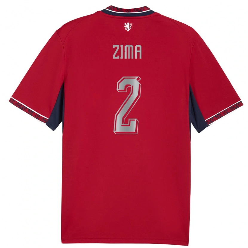 Danxen Hombre Camiseta Chequia David Zima #2 Rojo Blanco Marino 1ª Equipación 26-28 La Camisa