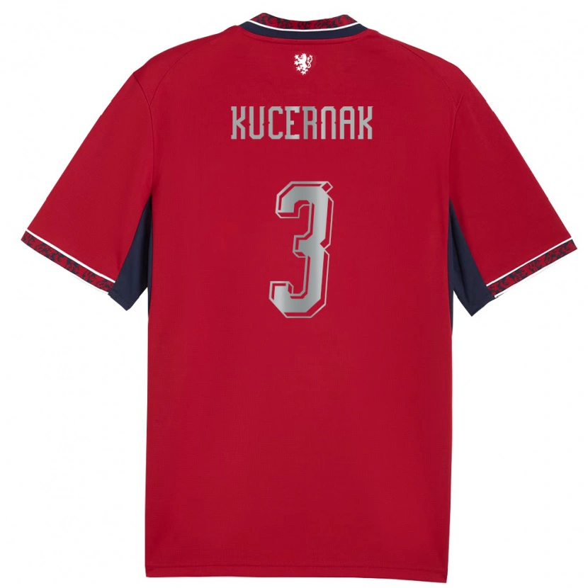 Danxen Hombre Camiseta Chequia Filip Kucernak #3 Rojo Blanco Marino 1ª Equipación 26-28 La Camisa