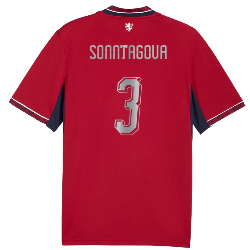 Danxen Hombre Camiseta Chequia Eliška Sonntagová #3 Rojo Blanco Marino 1ª Equipación 26-28 La Camisa