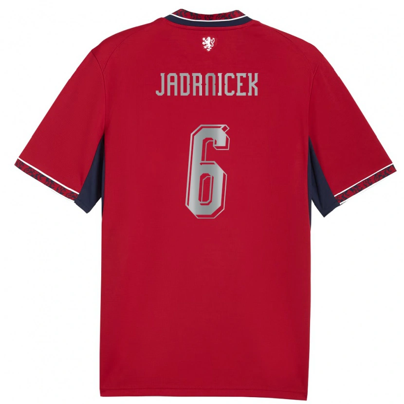 Danxen Hombre Camiseta Chequia Nikola Jadrnicek #6 Rojo Blanco Marino 1ª Equipación 26-28 La Camisa