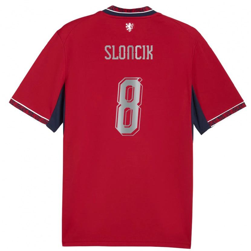Danxen Hombre Camiseta Chequia Simon Sloncik #8 Rojo Blanco Marino 1ª Equipación 26-28 La Camisa