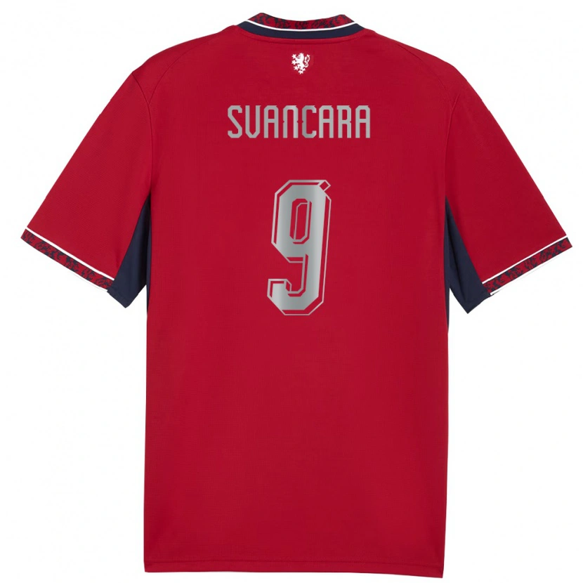 Danxen Hombre Camiseta Chequia Daniel Svancara #9 Rojo Blanco Marino 1ª Equipación 26-28 La Camisa