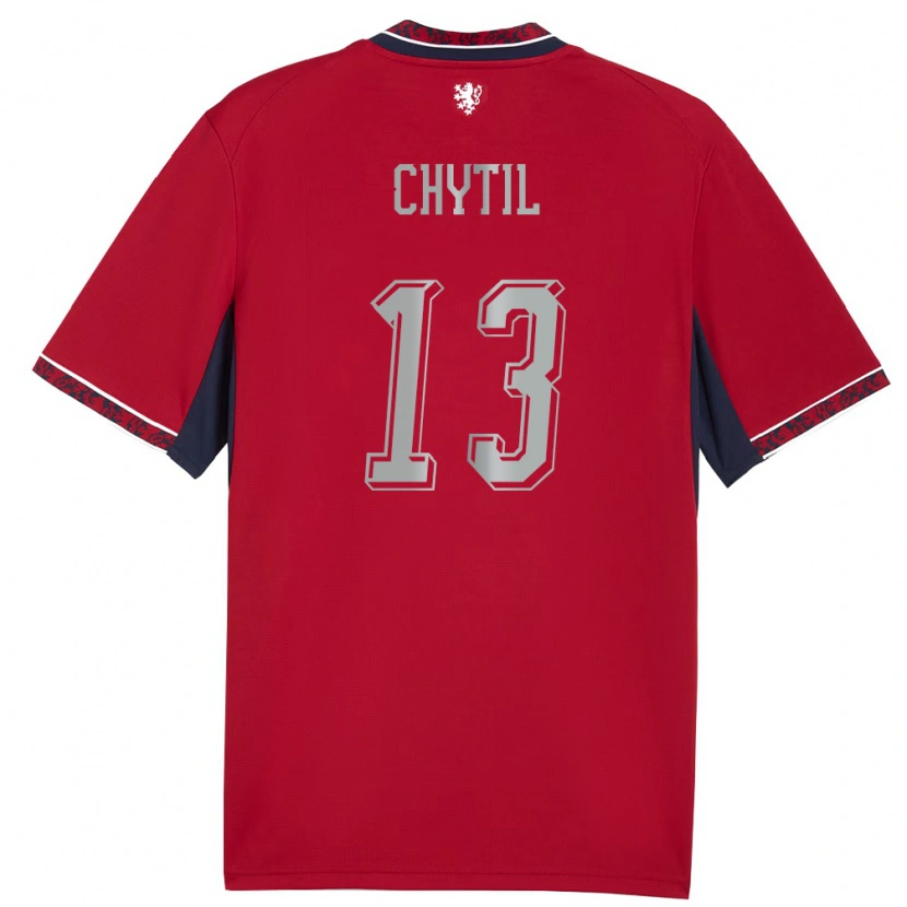 Danxen Hombre Camiseta Chequia Mojmír Chytil #13 Rojo Blanco Marino 1ª Equipación 26-28 La Camisa