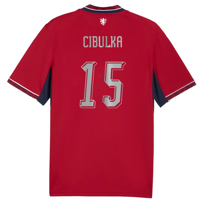 Danxen Hombre Camiseta Chequia Oskar Cibulka #15 Rojo Blanco Marino 1ª Equipación 26-28 La Camisa