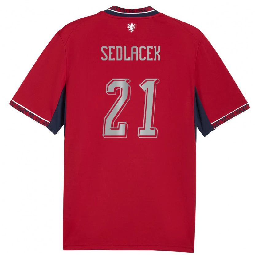 Danxen Hombre Camiseta Chequia Alexandr Sedlacek #21 Rojo Blanco Marino 1ª Equipación 26-28 La Camisa