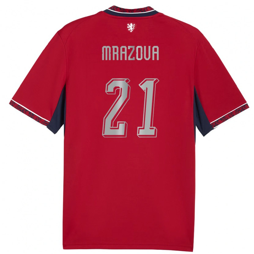 Danxen Hombre Camiseta Chequia Miroslava Mrázová #21 Rojo Blanco Marino 1ª Equipación 26-28 La Camisa